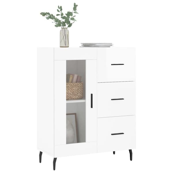 vidaXL Senkki korkeakiilto valkoinen 69,5x34x90 cm tekninen puu