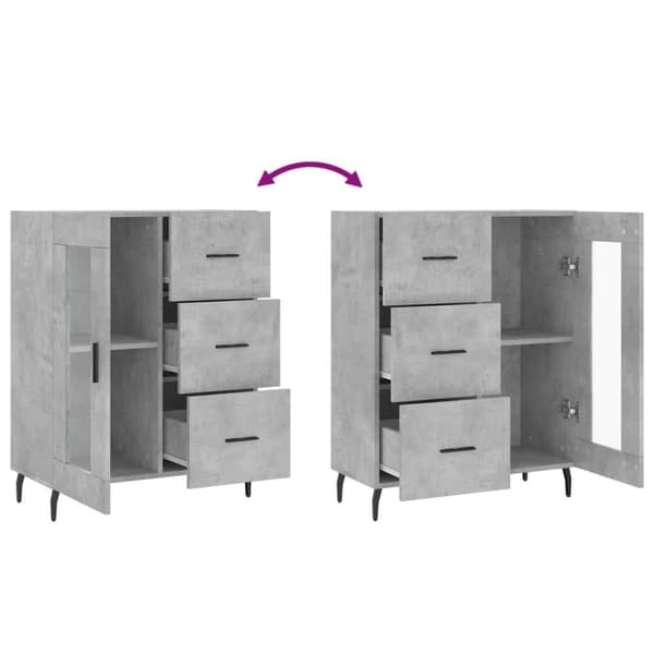 vidaXL Skänk betonggrå 69,5x34x90 cm konstruerat trä