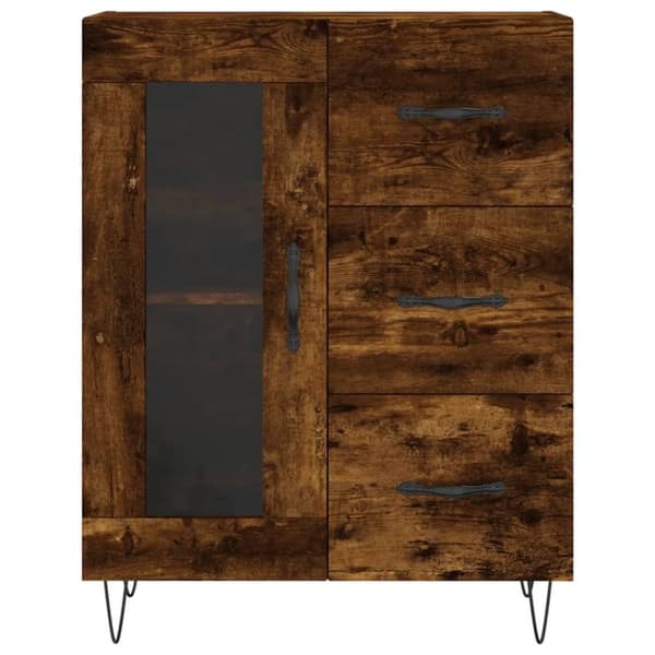 vidaXL Skjenk røkt eik 69,5x34x90 cm konstruert tre