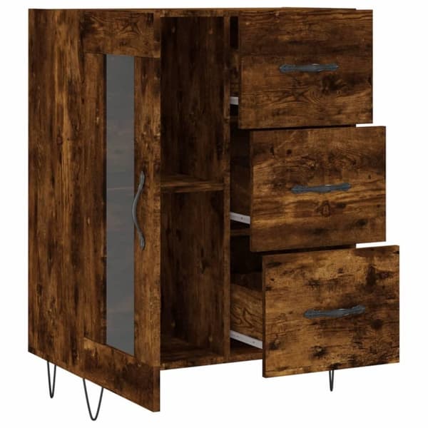 vidaXL Skjenk røkt eik 69,5x34x90 cm konstruert tre