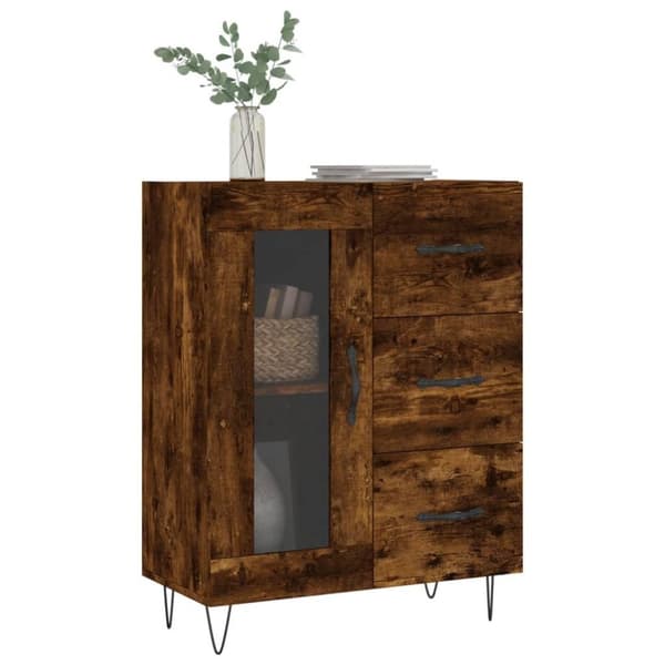 vidaXL Skjenk røkt eik 69,5x34x90 cm konstruert tre