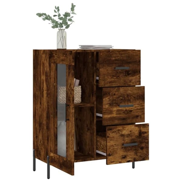 vidaXL Skjenk røkt eik 69,5x34x90 cm konstruert tre