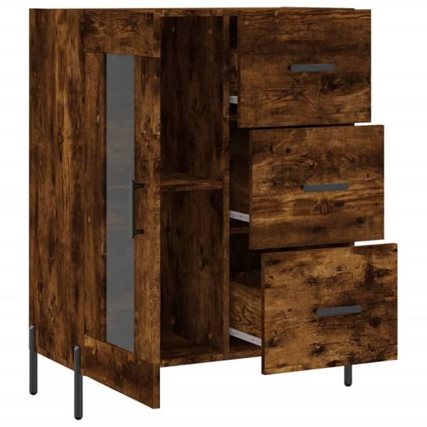 vidaXL Skjenk røkt eik 69,5x34x90 cm konstruert tre