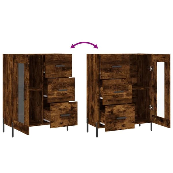 vidaXL Skjenk røkt eik 69,5x34x90 cm konstruert tre