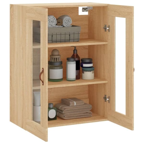 vidaXL væghængt skab 69,5x34x90 cm konstrueret træ sonoma-eg