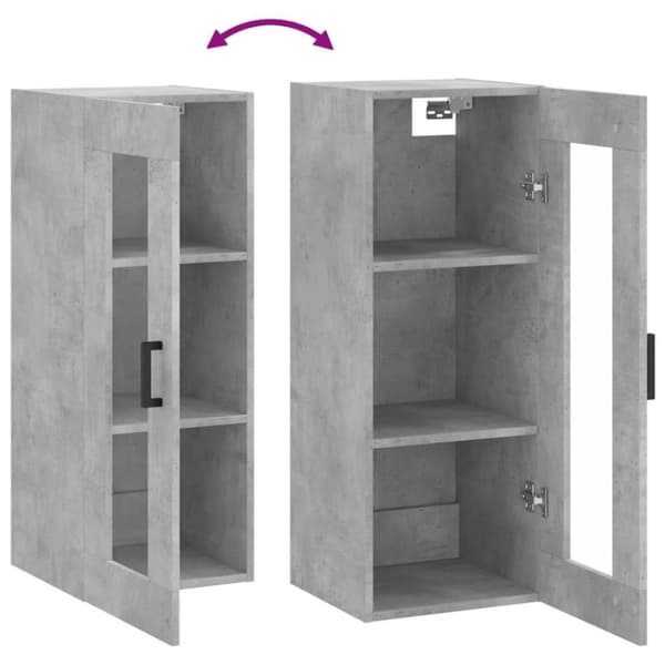 vidaXL Veggskap betonggrå 69,5x34x90 cm