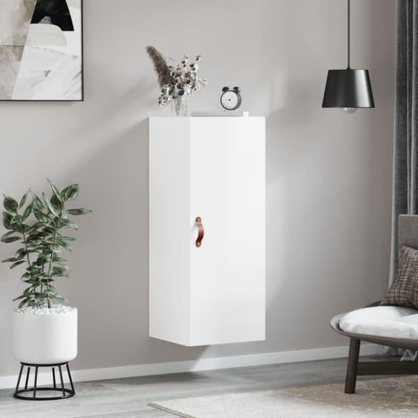 vidaXL Veggskap høyglans hvit 34,5x34x90 cm