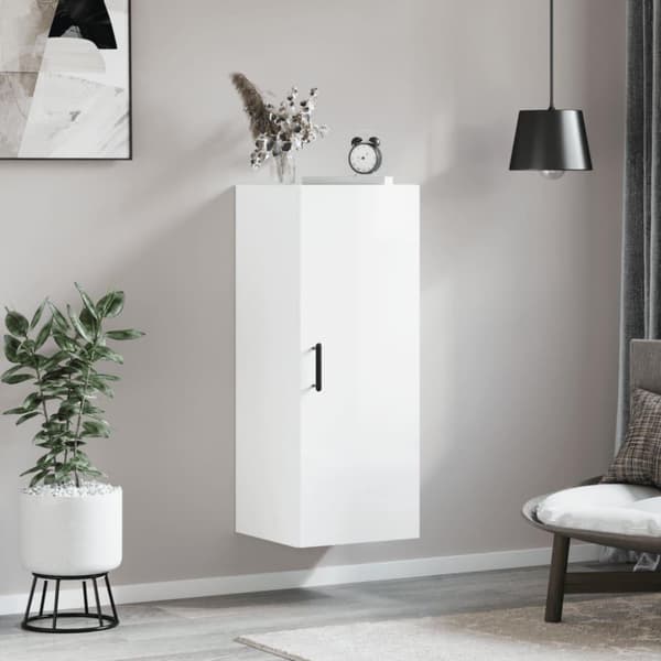 vidaXL vægskab 34,5x34x90 cm hvid højglans