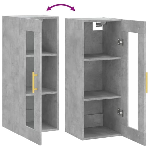 vidaXL Veggskap betonggrå 69,5x34x90 cm