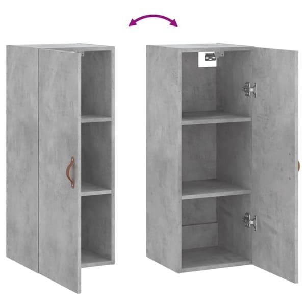 vidaXL Veggskap betonggrå 69,5x34x90 cm