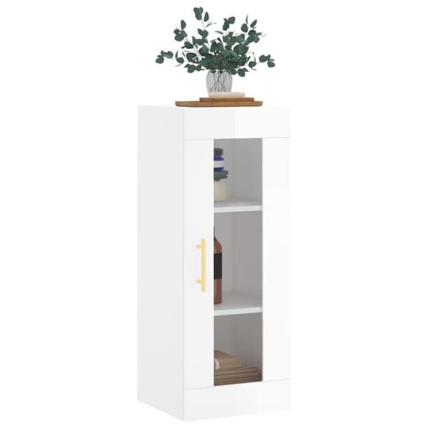 vidaXL Veggskap høyglans hvit 34,5x34x90 cm