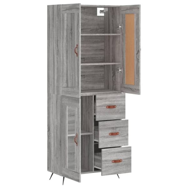 vidaXL højskab 69,5x34x180 cm konstrueret træ grå sonoma-eg