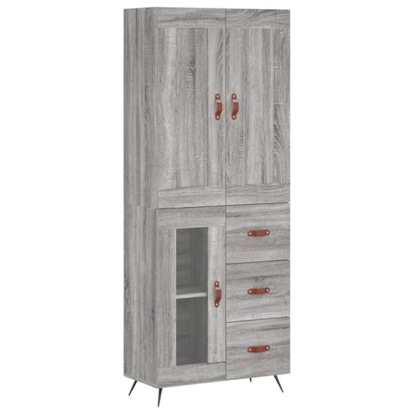 vidaXL højskab 69,5x34x180 cm konstrueret træ grå sonoma-eg