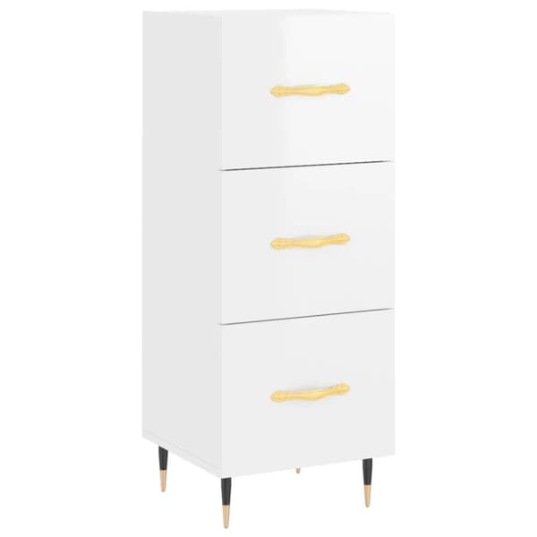 vidaXL Highboard høyglans hvit 34,5x34x180 cm konstruert tre