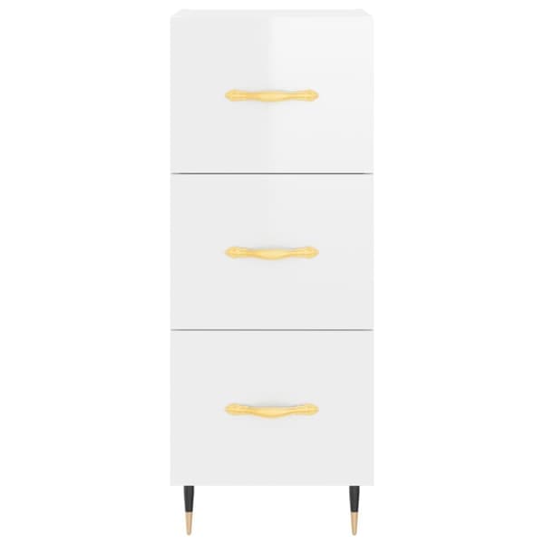 vidaXL Highboard høyglans hvit 34,5x34x180 cm konstruert tre