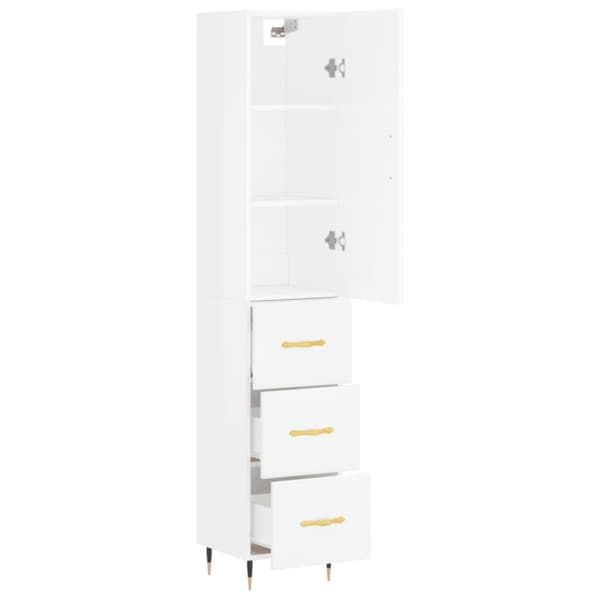 vidaXL skab 34,5x34x180 cm konstrueret træ hvid højglans