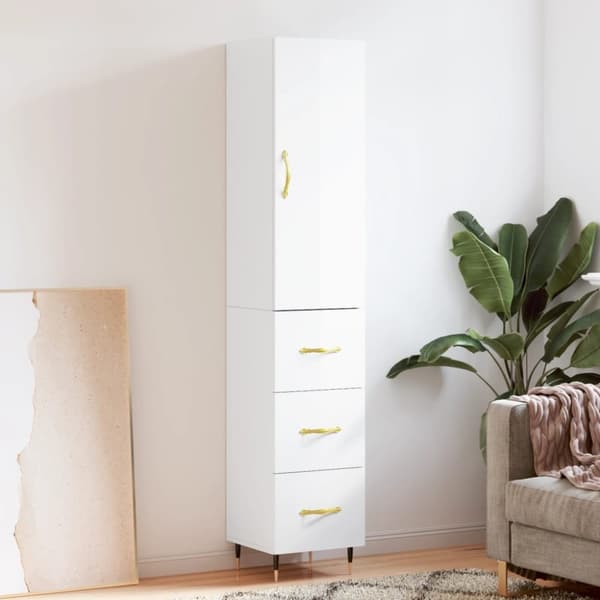 vidaXL skab 34,5x34x180 cm konstrueret træ hvid højglans