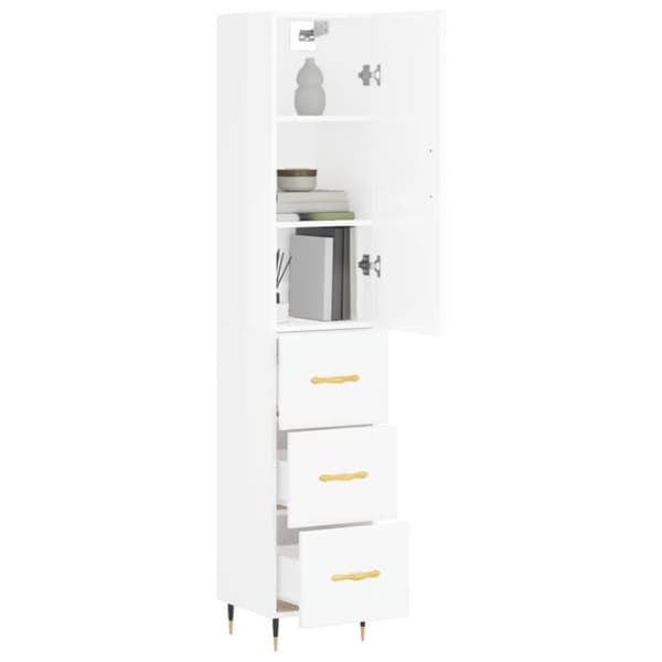 vidaXL skab 34,5x34x180 cm konstrueret træ hvid højglans