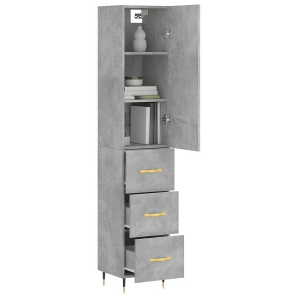 vidaXL Highboard betonggrå 34,5x34x180 cm konstruert tre