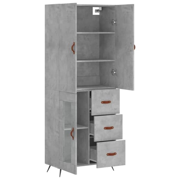 vidaXL Kaappi betoninharmaa 69,5x34x180 cm tekninen puu