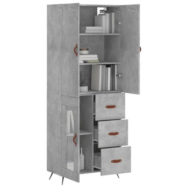 vidaXL Kaappi betoninharmaa 69,5x34x180 cm tekninen puu