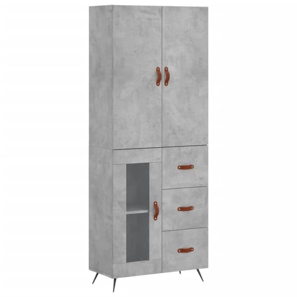 vidaXL Kaappi betoninharmaa 69,5x34x180 cm tekninen puu