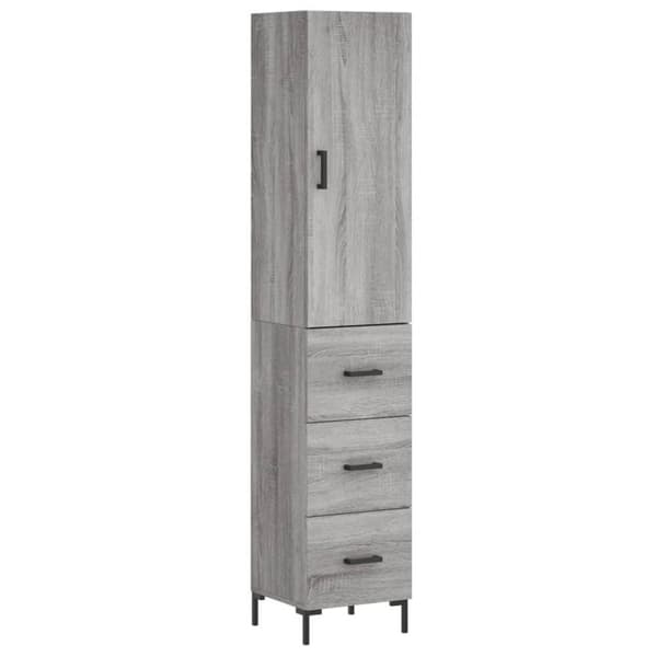 vidaXL højskab 34,5x34x180 cm konstrueret træ grå sonoma-eg