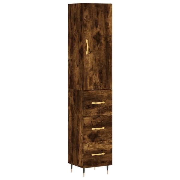vidaXL skab 34,5x34x180 cm konstrueret træ røget egetræ