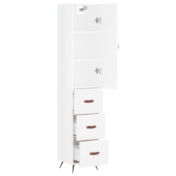 vidaXL skab 34,5x34x180 cm konstrueret træ hvid højglans