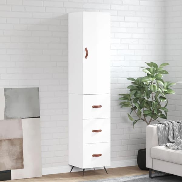 vidaXL skab 34,5x34x180 cm konstrueret træ hvid højglans