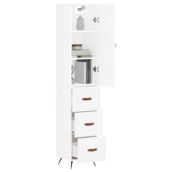 vidaXL skab 34,5x34x180 cm konstrueret træ hvid højglans