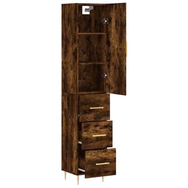 vidaXL skab 34,5x34x180 cm konstrueret træ røget egetræ