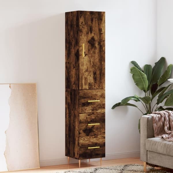 vidaXL skab 34,5x34x180 cm konstrueret træ røget egetræ