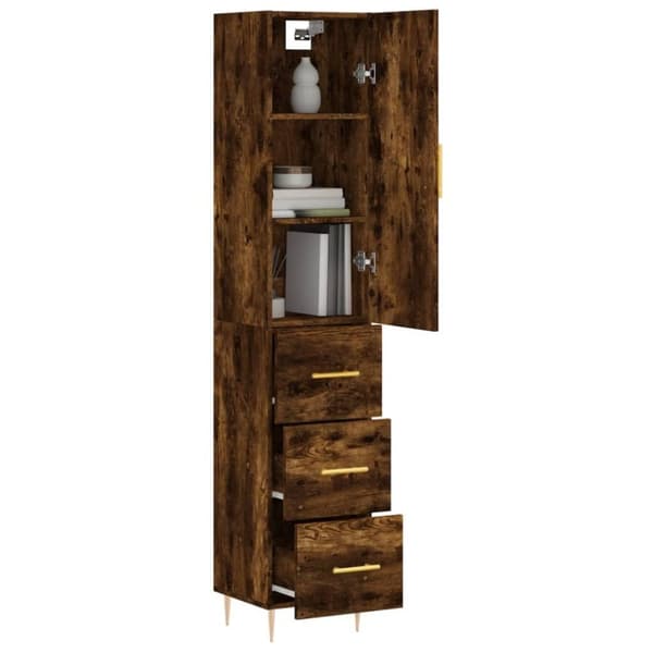 vidaXL skab 34,5x34x180 cm konstrueret træ røget egetræ