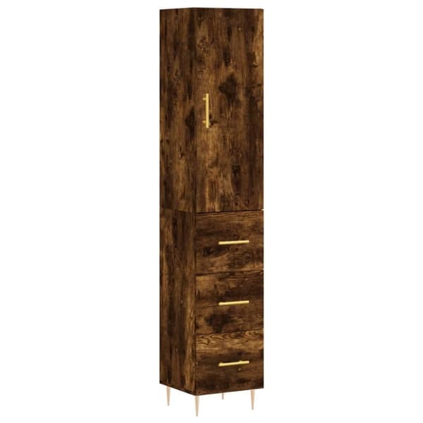 vidaXL skab 34,5x34x180 cm konstrueret træ røget egetræ