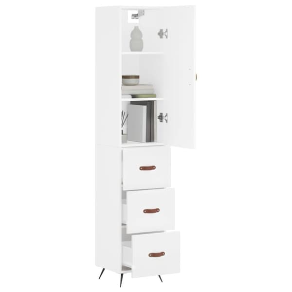 vidaXL Highboard hvit 34,5x34x180 cm konstruert tre