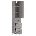 Miniatyrbilde 3 av 11: vidaXL Highboard grå sonoma 34,5x34x180 cm konstruert tre
