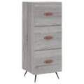Miniatyrbilde 4 av 11: vidaXL Highboard grå sonoma 34,5x34x180 cm konstruert tre