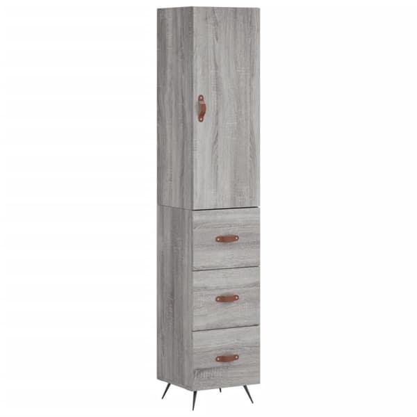 vidaXL højskab 34,5x34x180 cm konstrueret træ grå sonoma-eg
