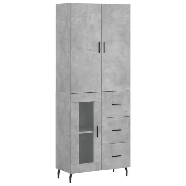 vidaXL Högskåp betonggrå 69,5x34x180 cm konstruerat trä