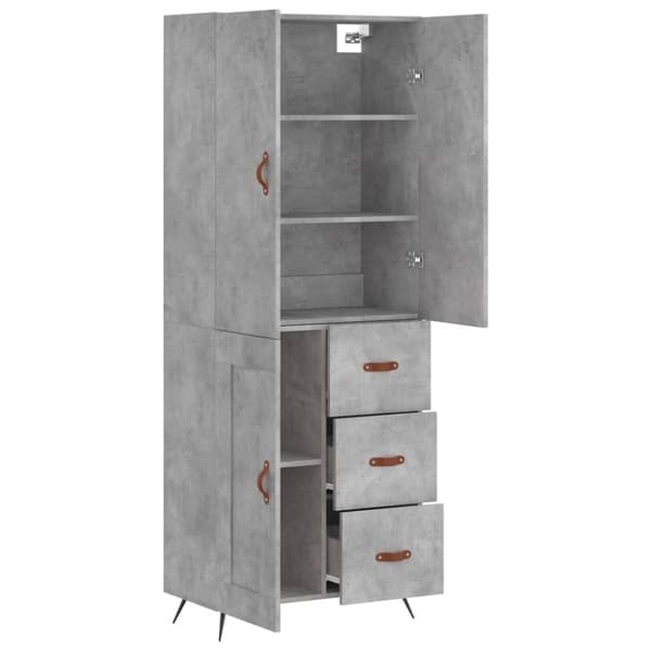 vidaXL Högskåp betonggrå 69,5x34x180 cm konstruerat trä