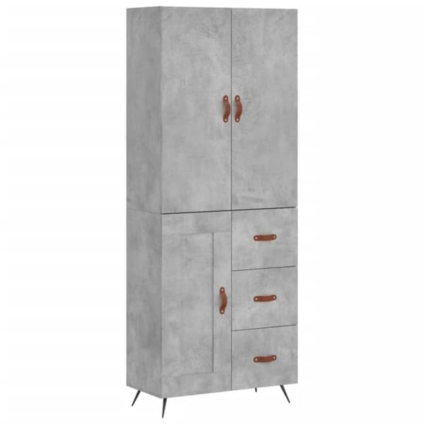 vidaXL Högskåp betonggrå 69,5x34x180 cm konstruerat trä