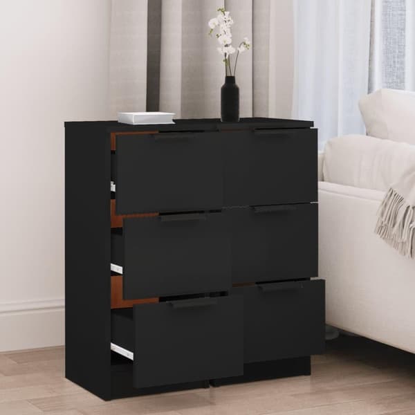vidaXL Förvaringsskåp 2 st svart 30x30x70 cm konstruerat trä
