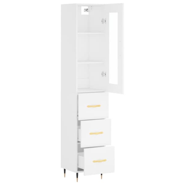 vidaXL Highboard hvit 34,5x34x180 cm konstruert tre