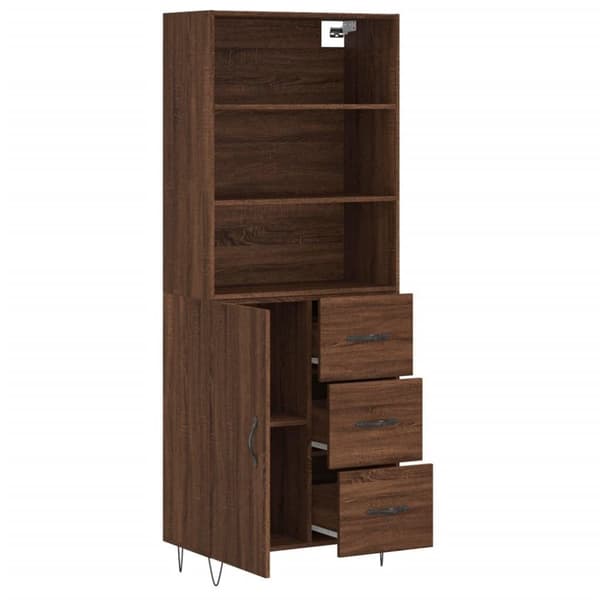 vidaXL højskab 69,5x34x180 cm konstrueret træ brun egetræsfarve