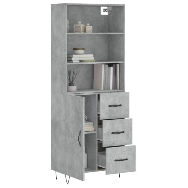 vidaXL Highboard betonggrå 69,5x34x180 cm konstruert tre