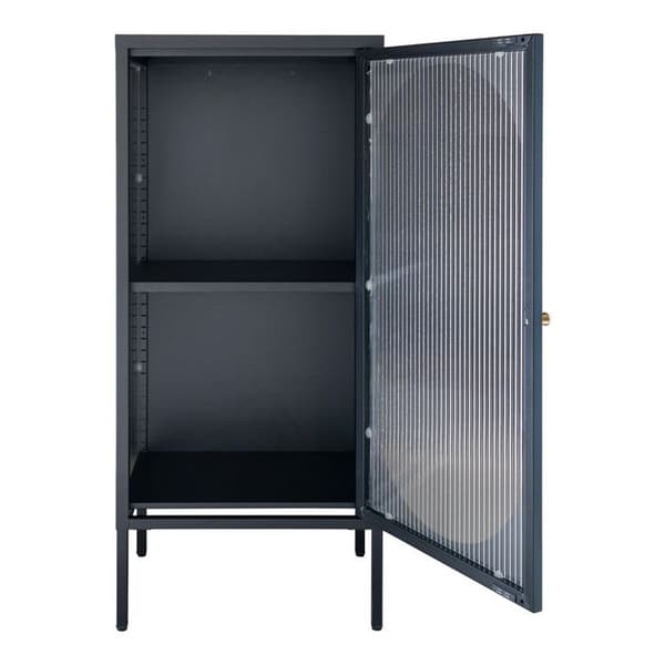 Sideboard 1 lucka 50x35x110 cm i glas och svart metall