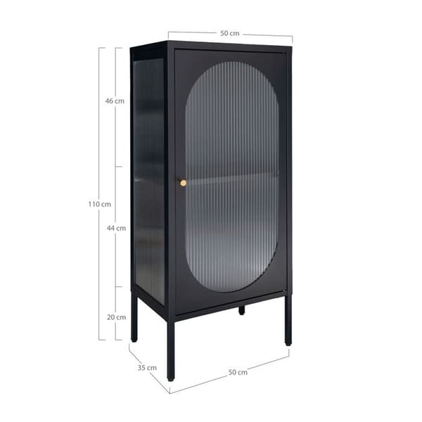Sideboard 1 lucka 50x35x110 cm i glas och svart metall