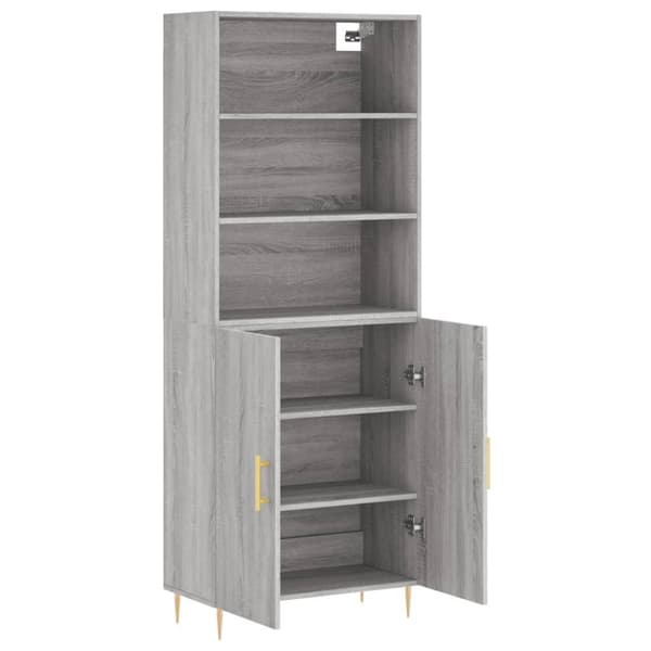vidaXL højskab 69,5x34x180 cm konstrueret træ grå sonoma-eg