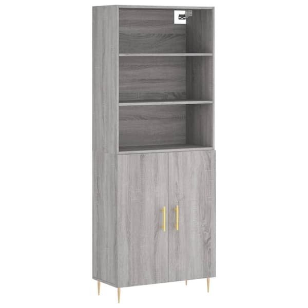 vidaXL højskab 69,5x34x180 cm konstrueret træ grå sonoma-eg